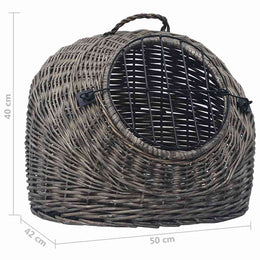 vidaXL Katzen-Transportkorb Grau 50x42x40 cm Natürliche Weide