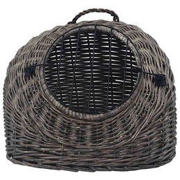 vidaXL Katzen-Transportkorb Grau 60x45x45 cm Natürliche Weide
