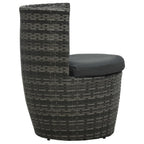 3-tlg. Bistro-Set mit Auflagen Poly Rattan Grau
