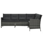 3-tlg. Garten-Lounge-Set mit Auflagen Poly Rattan Grau