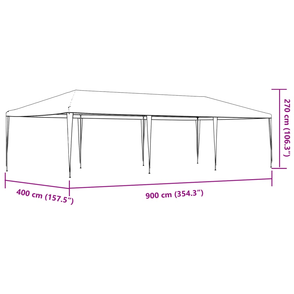 Partyzelt 4x9 m Blau