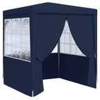 Profi-Partyzelt mit Seitenwänden 2,5x2,5 m Blau 90 g/m²