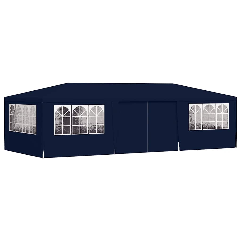Profi-Partyzelt mit Seitenwänden 4×9 m Blau 90 g/m²