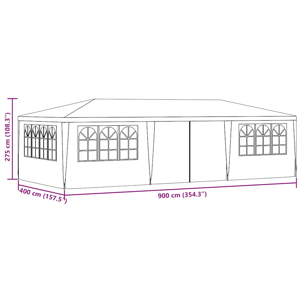 Profi-Partyzelt mit Seitenwänden 4×9 m Blau 90 g/m²