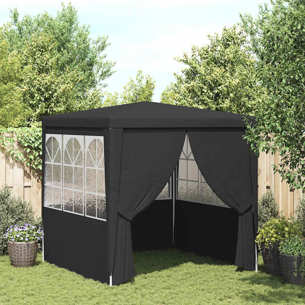 Profi-Partyzelt mit Seitenwänden 2×2m Anthrazit 90 g/m²