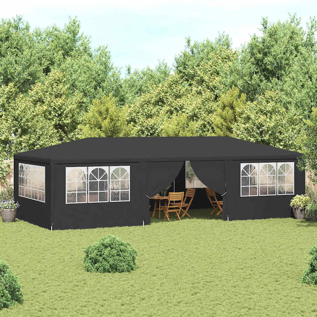 Profi-Partyzelt mit Seitenwänden 4×9 m Anthrazit 90 g/m²