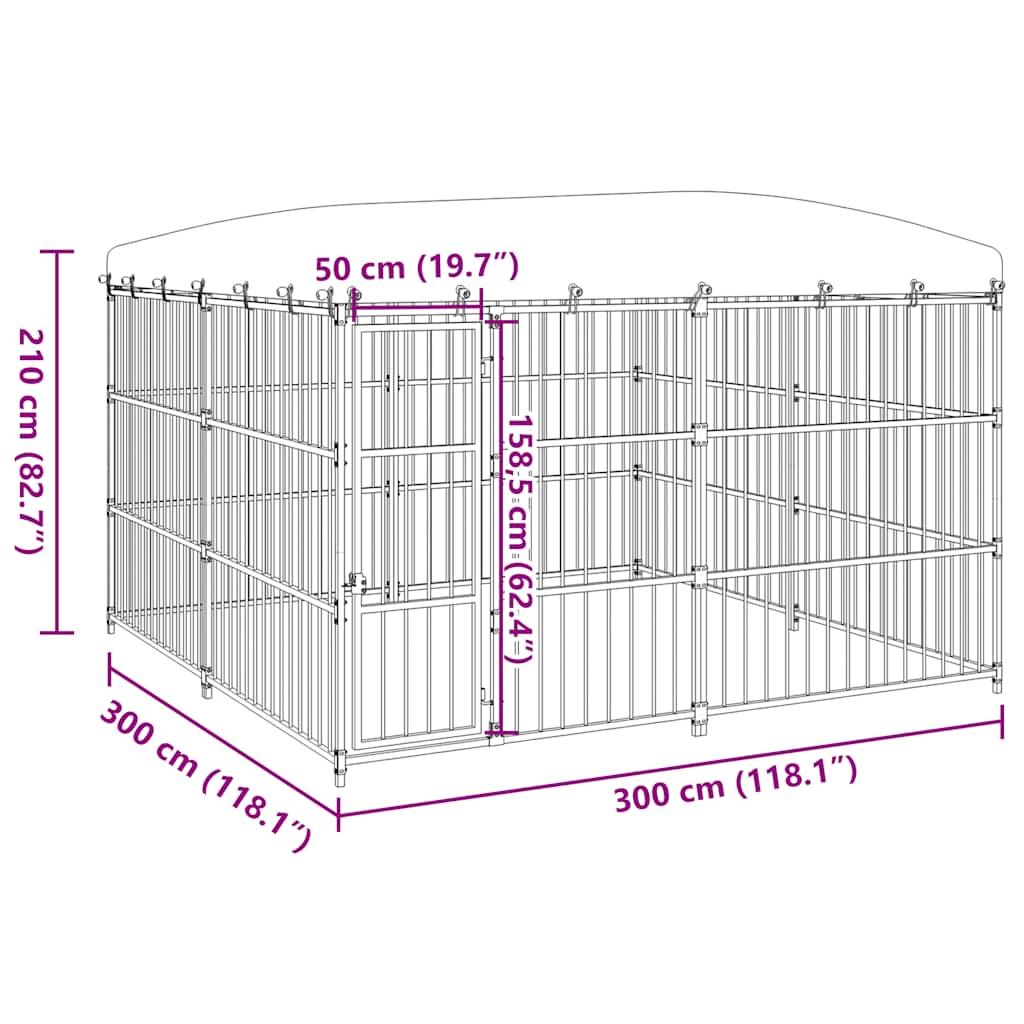Outdoor-Hundezwinger mit Überdachung 300x300x210 cm