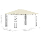 Pavillon mit Moskitonetz 4x3x2,73 m Creme 180 g/m²