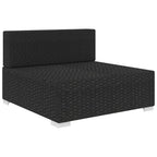 Mittelsofa mit Kissen Modular Poly Rattan Schwarz