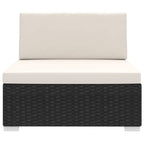 Mittelsofa mit Kissen Modular Poly Rattan Schwarz