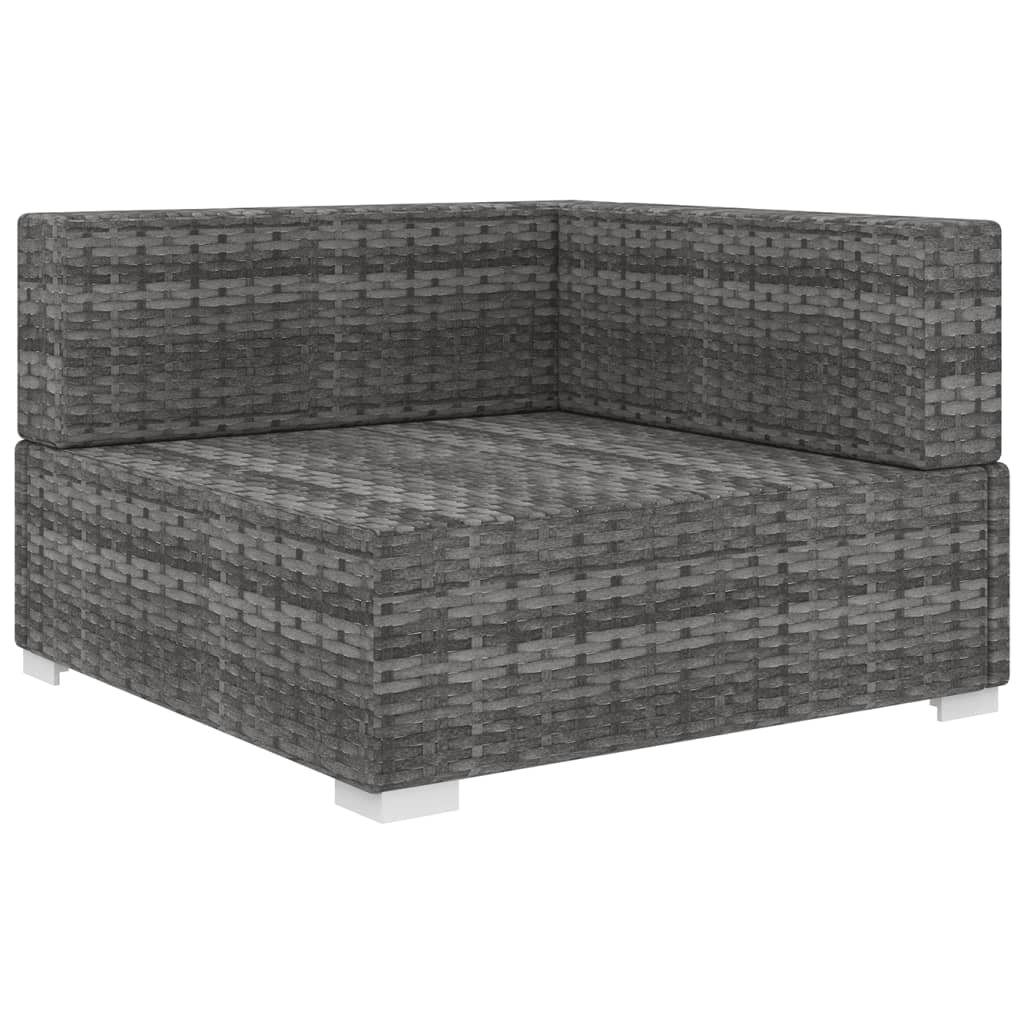 Sofa-Eckteil mit Kissen Poly Rattan Grau