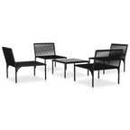 5-tlg. Garten-Lounge-Set mit Auflagen Schwarz PVC