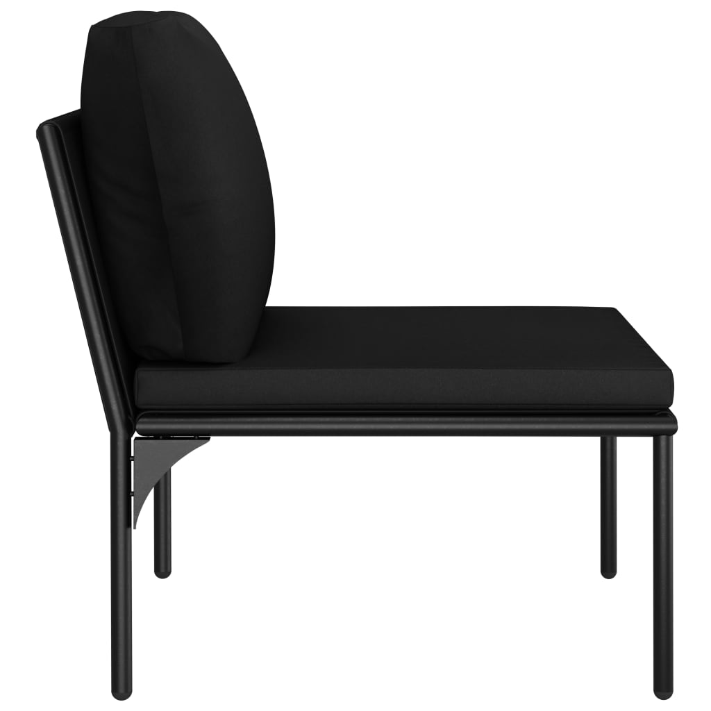 3-tlg. Garten-Lounge-Set mit Auflagen Schwarz PVC