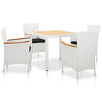 5-tlg. Garten-Essgruppe Poly Rattan Weiß