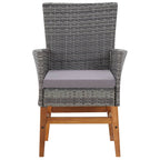 7-tlg. Garten-Essgruppe Poly Rattan und Akazienholz Grau