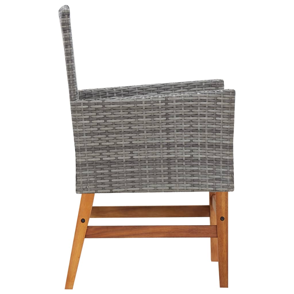 7-tlg. Garten-Essgruppe Poly Rattan und Akazienholz Grau