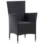 5-tlg. Garten-Essgruppe mit Kissen Poly Rattan Schwarz