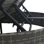 Doppel-Sonnenliege mit Kissen Poly Rattan Grau