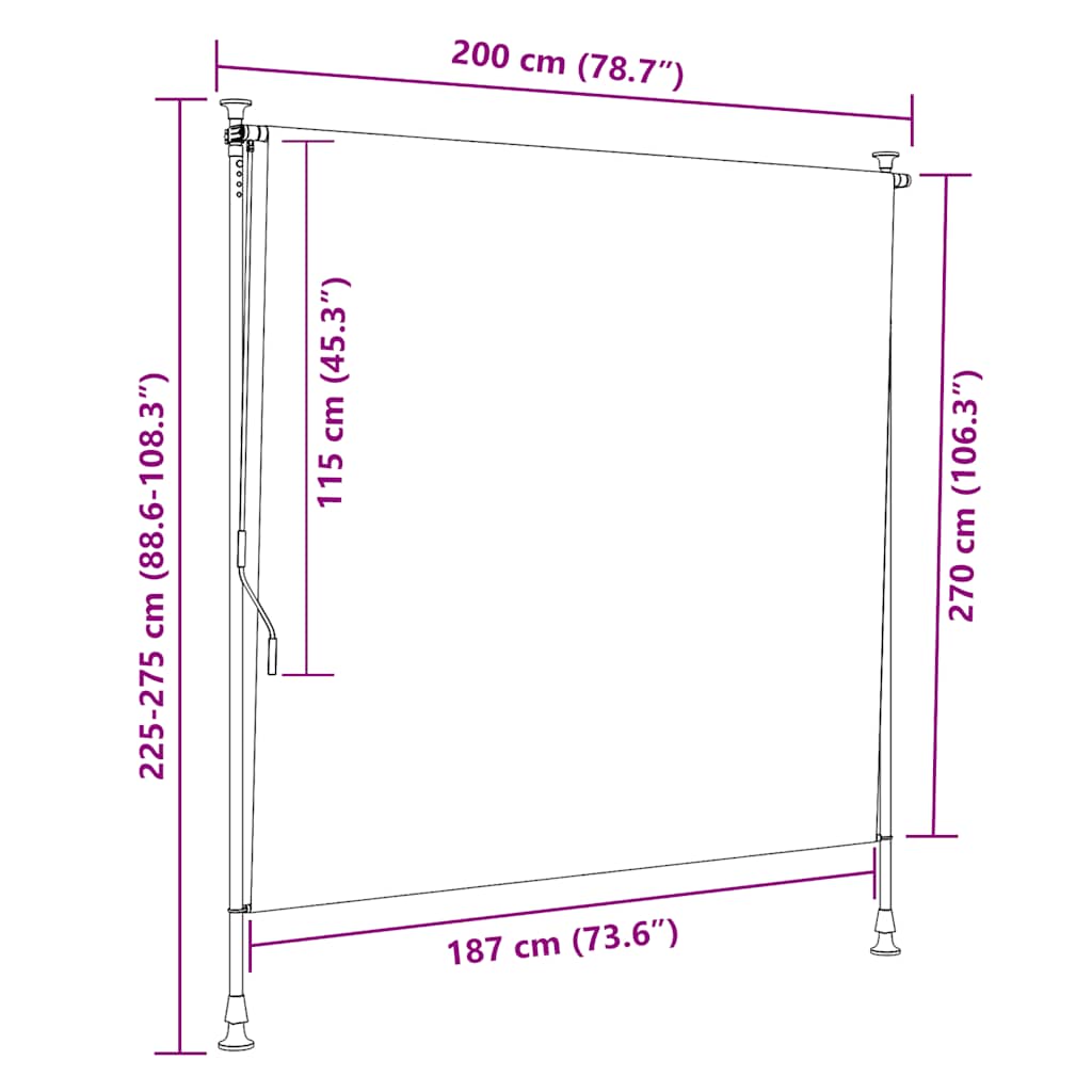 Außenrollo 200 x 270 cm Creme