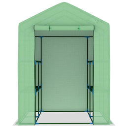 vidaXL Gewächshaus mit Ablagen Stahl 143x143x195 cm