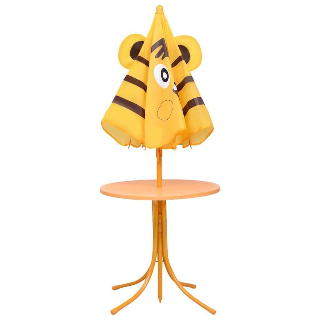 3-tlg. Garten-Bistro-Set für Kinder mit Sonnenschirm Gelb