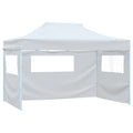 Partyzelt Faltbar mit 3 Seitenteilen 291x413x315 cm Weiß