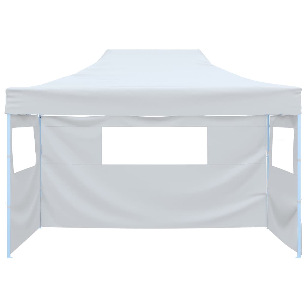 Partyzelt Faltbar mit 3 Seitenteilen 291x413x315 cm Weiß