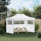 Profi-Partyzelt Faltbar mit 3 Seitenwänden 280x410x315 cm Stahl Weiß