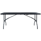 Gartentisch Klappbar Schwarz 180×75×72 cm HDPE Rattan-Optik