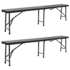 Klappbare Gartenbänke 2 Stk. 180 cm HDPE Schwarz