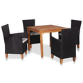 5-tlg. Garten-Essgruppe Poly Rattan Schwarz und Braun