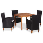 5-tlg. Garten-Essgruppe Poly Rattan Schwarz und Braun