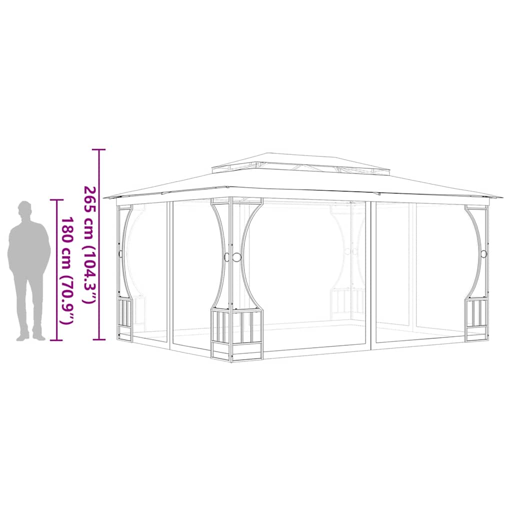 Pavillon mit Netz 300x400x265 cm Anthrazit