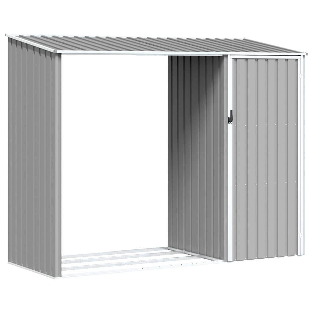 vidaXL Garten Brennholzlager Grau 245x98x159 cm Verzinkter Stahl