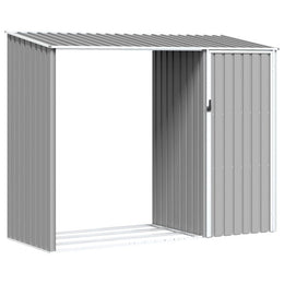 vidaXL Garten Brennholzlager Grau 245x98x159 cm Verzinkter Stahl