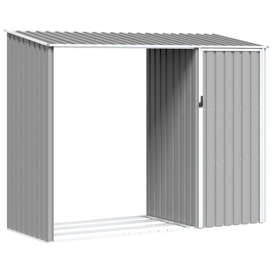 vidaXL Garten Brennholzlager Grau 245x98x159 cm Verzinkter Stahl
