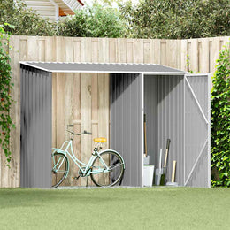 vidaXL Garten Brennholzlager Grau 245x98x159 cm Verzinkter Stahl