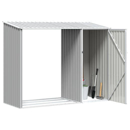 vidaXL Garten Brennholzlager Grau 245x98x159 cm Verzinkter Stahl