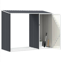 vidaXL Garten Brennholzlager Anthrazit 245x98x159 cm Verzinkter Stahl