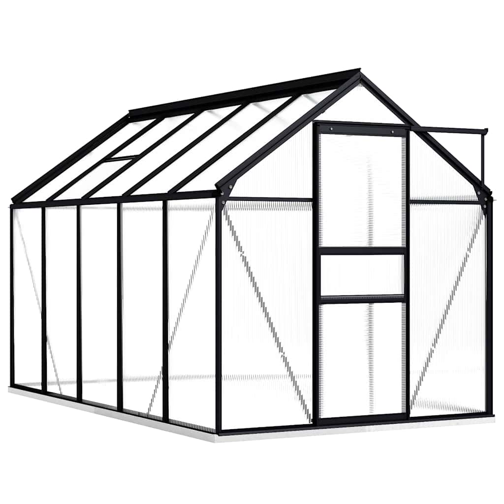vidaXL Gewächshaus mit Fundament Anthrazit Aluminium 5,89 m²