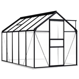 vidaXL Gewächshaus mit Fundament Anthrazit Aluminium 5,89 m²