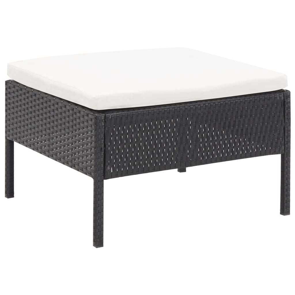6-tlg. Garten-Lounge-Set mit Auflagen Poly Rattan Schwarz
