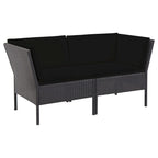 6-tlg. Garten-Lounge-Set mit Auflagen Poly Rattan Schwarz