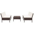 5-tlg. Garten-Sofagarnitur mit Auflagen Poly Rattan Braun