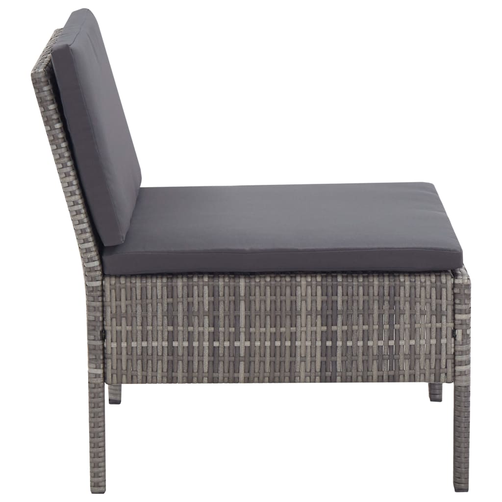 8-tlg. Garten-Lounge-Set mit Auflagen Poly Rattan Grau