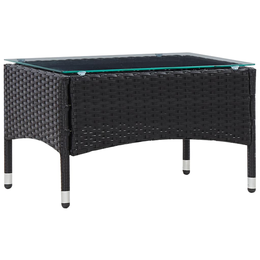 5-tlg. Garten-Lounge-Set mit Auflagen Poly Rattan Schwarz