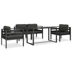 5-tlg. Garten-Sofagarnitur mit Kissen Aluminium Anthrazit