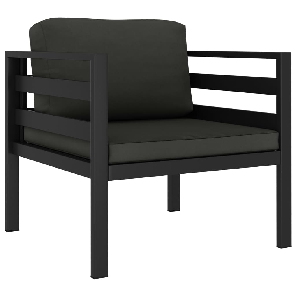 5-tlg. Garten-Sofagarnitur mit Kissen Aluminium Anthrazit