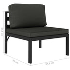 3-tlg. Garten-Lounge-Set mit Kissen Aluminium Anthrazit