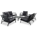 5-tlg. Garten-Lounge-Set mit Auflagen Aluminium Dunkelgrau